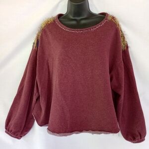 Umgee▪️Maroon Balloon Sleeve Sweater